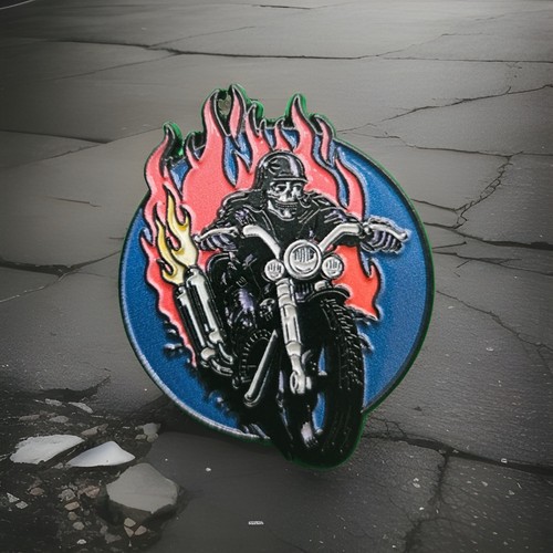 Flaming skull biker - flaming,