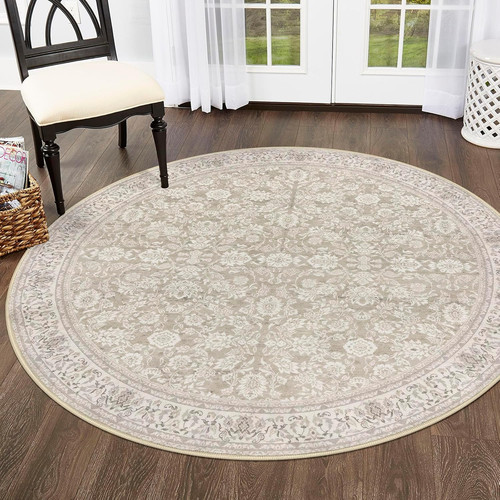 Round washable rug soft - 5',
