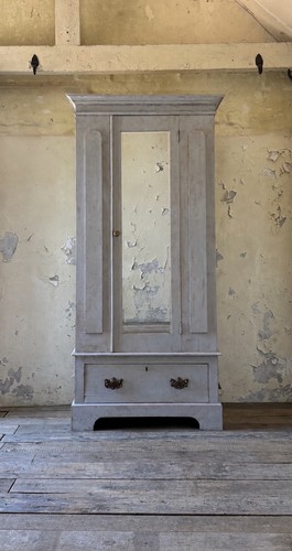Antique pine painted wardrobe - pine,