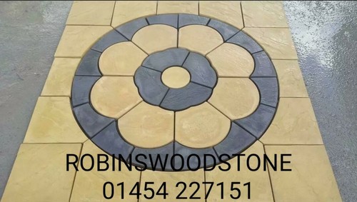Stone concrete circle patio - concrete,