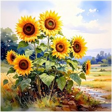 Tile Mural Sunny Meadow Sunflowers Kitchen Shower Wall Backsplash Marble Ceramic