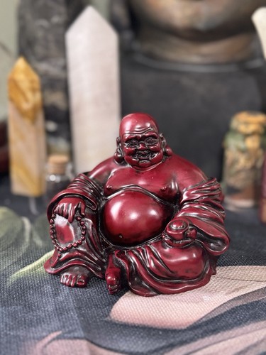 Red laughing buddha - buddha, statue