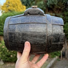 Welsh Oak Cider Flask Ironbound Harvest Costrel L22cm H19cm Circa 1800s
