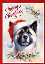 Akita Dog Christmas Card A6 (4"x 6")  (Blank inside) Design by Starprint