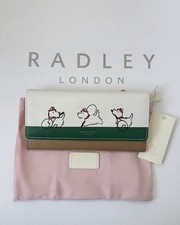 RADLEY ‘Time for Tennis’ White and Brown Bifold Matinee Leather Purse - BNWT