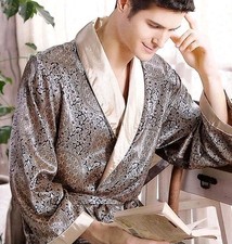 Mens Long Satin Robe Silk