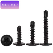Black Self Drilling Wafer Head Screws Steel Self Tapping Screws for Metal Sheets