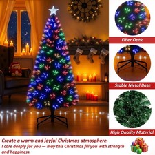 Pre Lit Fiber Optic Christmas Xmas Tree Colour Changing Lights Green 2/3/4ft