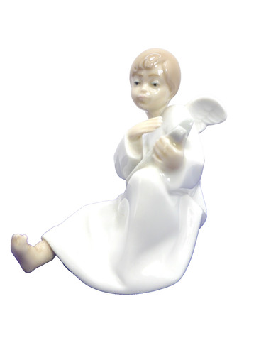 Lladro angel playing - (,