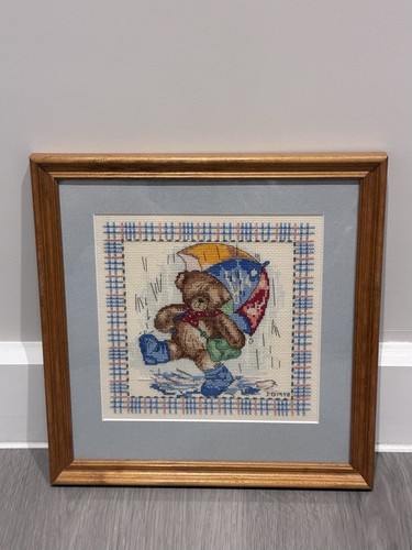 Vintage framed teddy - vintage,