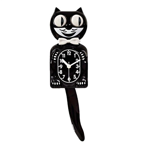 Classic black cat clock - black, 2d
