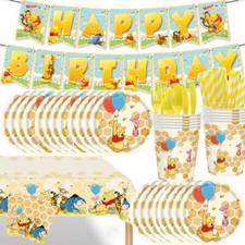 Winnie The Pooh Children's Birthday Party Decoration Crockery Set Paper Plates