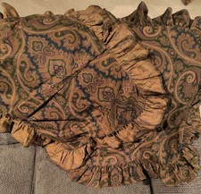 2 Ralph Lauren King Size Paisley Ruffled Cotton Pillow Shams Antique-Style