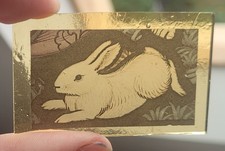 Stained glass Rabbit kiln fired piece amber glass