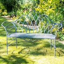 Garden Furniture Shabby Chic Metal Bench Vintage Grey Bench Outdoor Seating