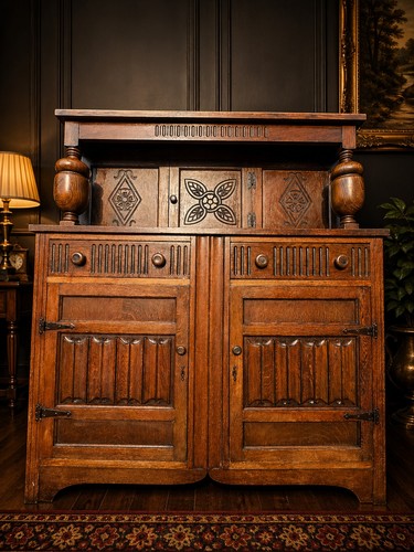 Rare carved oak welsh - carved, dresser