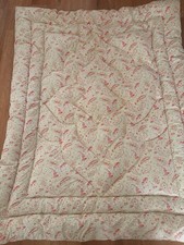 Vintage Eiderdown Quilt Paisley Single Pink Green Feather Down