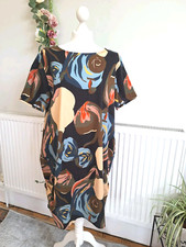 Beautiful New 158C Made In Italy Abstract Print Cocoon Dress One Size 