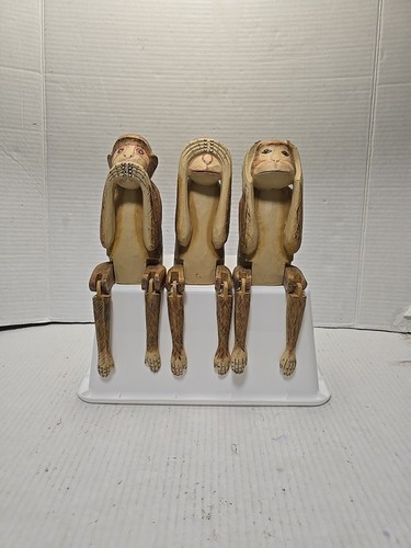 Three wise monkeys wood - three,