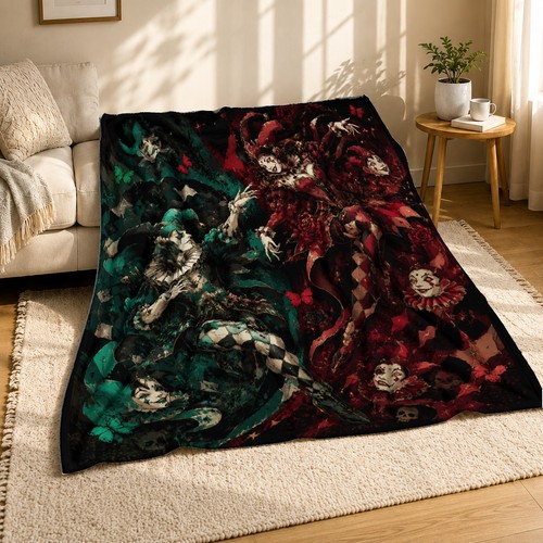 Red green harlequin jesters - red,