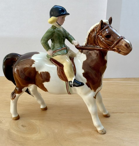 Beswick girl skewbald pony - beswick,