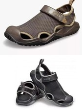 Crocs Mens Swiftwater Mesh Deck Outdoor Athletic Lightweight Sandal- Espresso-UK