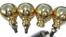 4 BED KNOBS solid Brass small 2.1/4" high old style COT heavy vintage polished