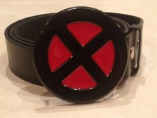 X-MEN logo Buckle + FREE BELT Red & Black wolverine deadpool Cosplay gambit NEW