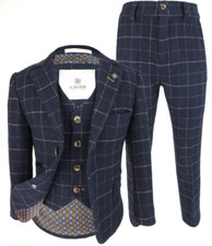House of Cavani-  Children's Shelby Navy Tweed Three Piece Suit
