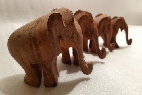 Hand carved wooden elephants - hand,