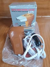 Vintage 1970s 12v Car Travel Mini Hair Dryer Camper Brown/Chrome Prop - Working