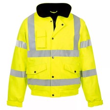 Hi Viz High Visibility Bomber Jacket Waterproof Safety Workwear Security Coat