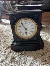 Small Antique French Slate and Red Marble Timepiece Mantle Clock That Works