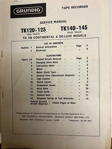 Grundig tk120 125 - tk120/125/140/145, tape