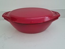 Vintage  AGA Cast Iron Large Red Enamel 41cm Pan Pot Dutch Oven Casserole Dish