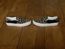 VANS "OFF THE WALL" SHERPA LEOPARD PRINT SLIP-ON SHOES TRAINERS ,UK 4