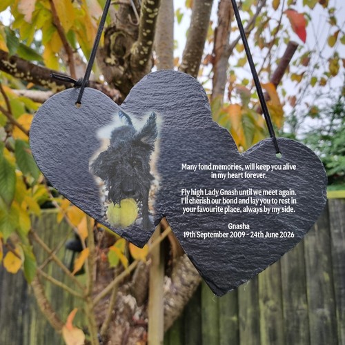 Slate hearts shaped memorial - slate,