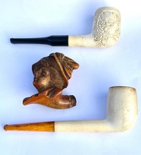 3 x Vintage / Antique Meerschaum Smoking Pipes