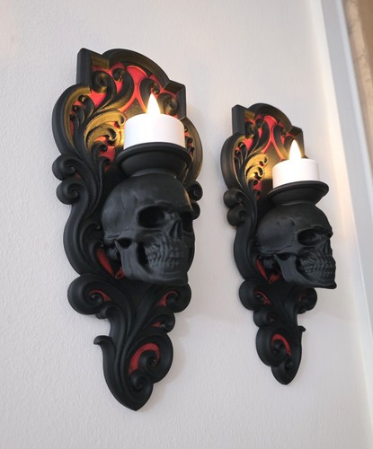 Gothic skull wall - wall, sconce
