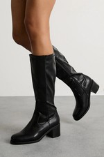 Faith Black Knee High Boots
