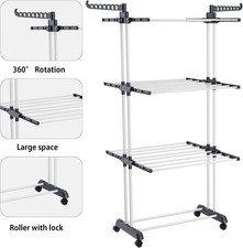 4 Tier Clothes Drying Rack with Wheels – Foldable Indoor & Outdoor Laundry Airer