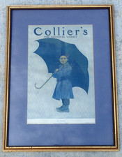 ORIGINAL 1909 MAXFIELD PARRISH SPRING SHOWERS COLLIER'S WEEKLY COVER FRAMED