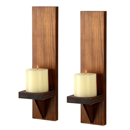 Set wooden wall candle - wooden,