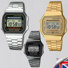 BRAND NEW Retro Classic Unisex Digital Steel Bracelet Watch A168WA-1YES GOLD