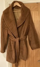 Max mara camel alpaca wool teddy coat oversized 14-16 vgc CH 45” wrap belt vgc
