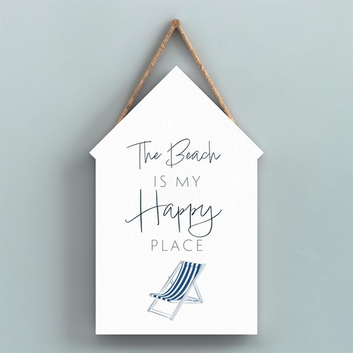 Beach happy place coastal blue - place,