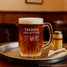 Tavern Keg Bitter Beer Tankard Glass Mug Vintage Collectable 1980s Retro Pub Ale