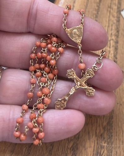 Antique french rosary real - french,