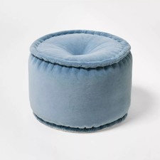 Cotton Velvet Pouf Blue -