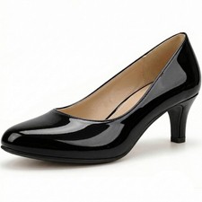 LADIES WOMENS LOW KITTEN HEEL